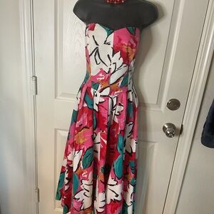 Vintage 1980 Studio Pink Green Strapless Sundress Cottage Core SUMMER Weddings